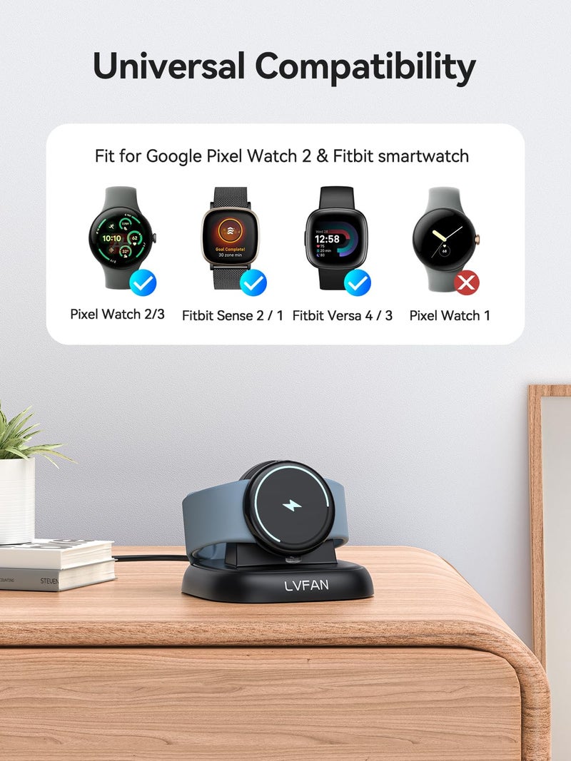 LVFAN Charger Stand Dock for Pixel Watch 3/2 & Fitbit Versa 4/3, Sense 2 - Replacement Accessories with Cable - Image 2