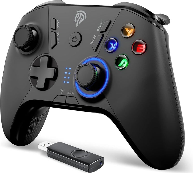 إيزي إس إم إكس جهاز تحكم ألعاب لاسلكي من لأجهزة كمبيوتر ويندوز/Steam Deck/PS3/صندوق أندرويد TV، عصا تحكم ألعاب بلج أند بلاي ذات اهتزاز مزدوج مع 4 أزرار مخصصة، بطارية تصل إلى 14 ساعة، يعمل مع نينتندو سويتش - Image 1