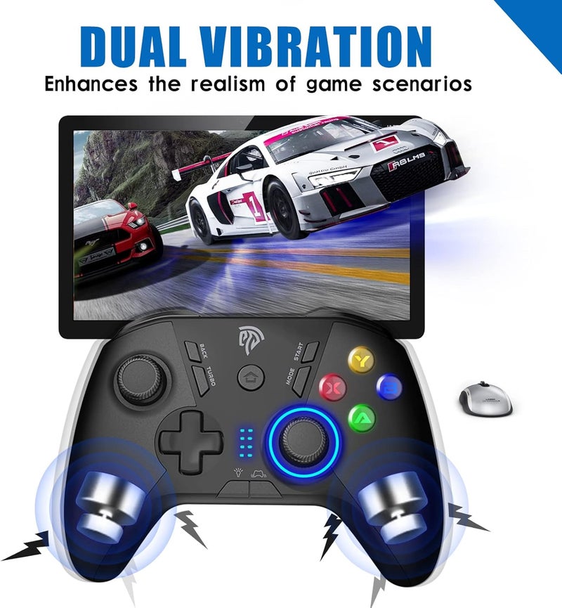 إيزي إس إم إكس جهاز تحكم ألعاب لاسلكي من لأجهزة كمبيوتر ويندوز/Steam Deck/PS3/صندوق أندرويد TV، عصا تحكم ألعاب بلج أند بلاي ذات اهتزاز مزدوج مع 4 أزرار مخصصة، بطارية تصل إلى 14 ساعة، يعمل مع نينتندو سويتش - Image 4