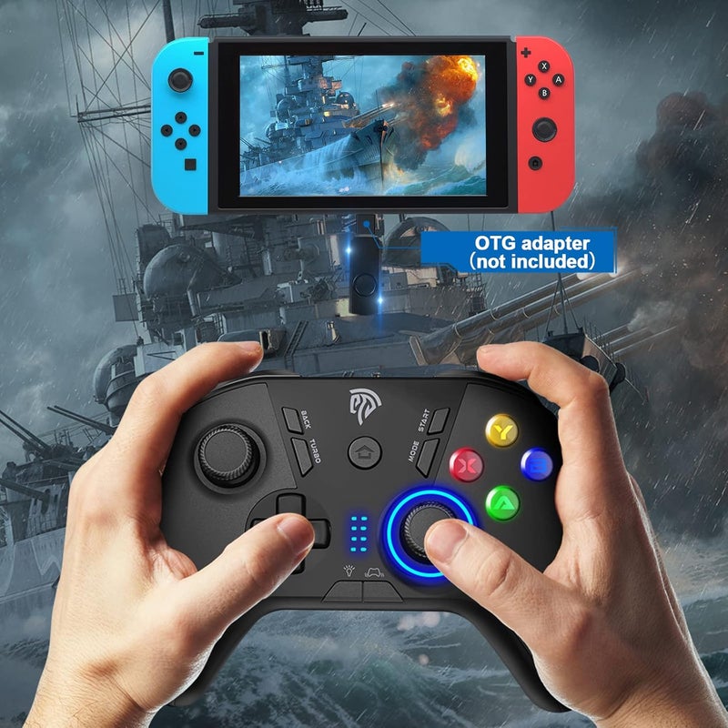 إيزي إس إم إكس جهاز تحكم ألعاب لاسلكي من لأجهزة كمبيوتر ويندوز/Steam Deck/PS3/صندوق أندرويد TV، عصا تحكم ألعاب بلج أند بلاي ذات اهتزاز مزدوج مع 4 أزرار مخصصة، بطارية تصل إلى 14 ساعة، يعمل مع نينتندو سويتش - Image 5