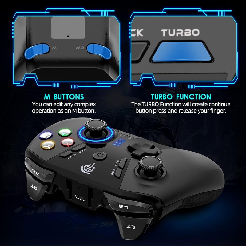 إيزي إس إم إكس جهاز تحكم ألعاب لاسلكي من لأجهزة كمبيوتر ويندوز/Steam Deck/PS3/صندوق أندرويد TV، عصا تحكم ألعاب بلج أند بلاي ذات اهتزاز مزدوج مع 4 أزرار مخصصة، بطارية تصل إلى 14 ساعة، يعمل مع نينتندو سويتش - Image 3
