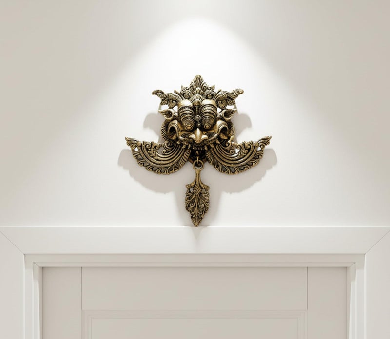eSplanade Brass Yali Wall Hanging | Evil Eye Protector | Home Decor | Brass Statue - 10.5" Inches - Image 1