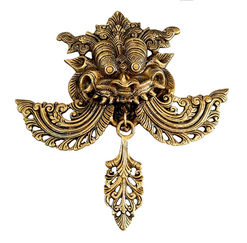 eSplanade Brass Yali Wall Hanging | Evil Eye Protector | Home Decor | Brass Statue - 10.5" Inches - Image 5