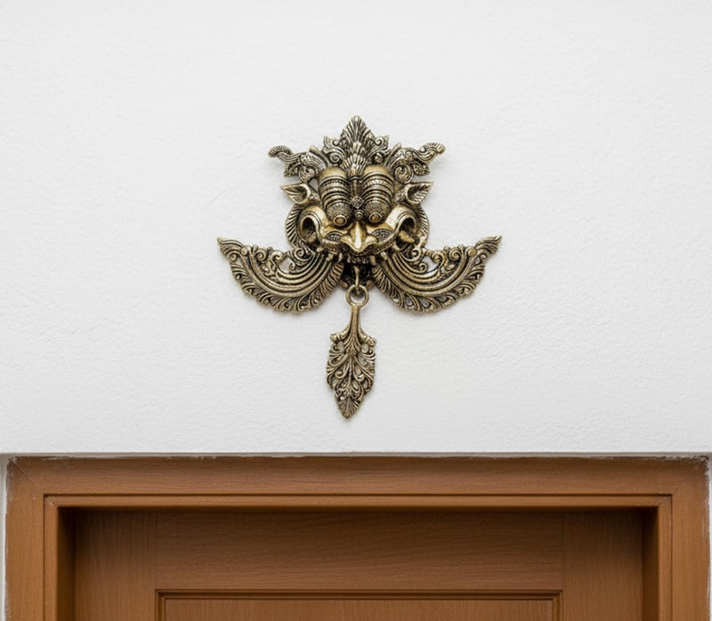 eSplanade Brass Yali Wall Hanging | Evil Eye Protector | Home Decor | Brass Statue - 10.5" Inches - Image 2
