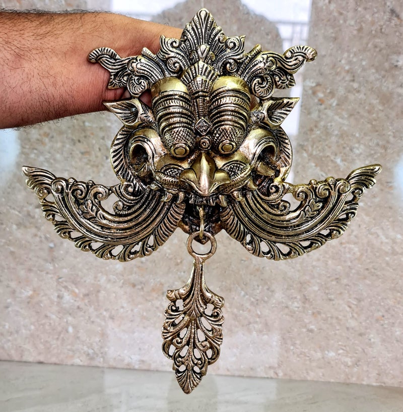 eSplanade Brass Yali Wall Hanging | Evil Eye Protector | Home Decor | Brass Statue - 10.5" Inches - Image 4