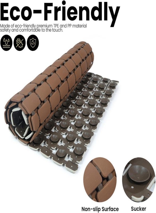 JUGTE Shower Mat with Suction Cups and Drain Holes, Non Slip, Anti Skid Plastic Bath Mat of PVC Rubber Best Foot mats for Walk-in Showers Mats (Brown) - Image 4