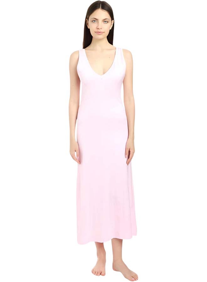 Dahab Cotton Plain Sleeveless V-Neck Full Slip For Women-Rose - Image 1