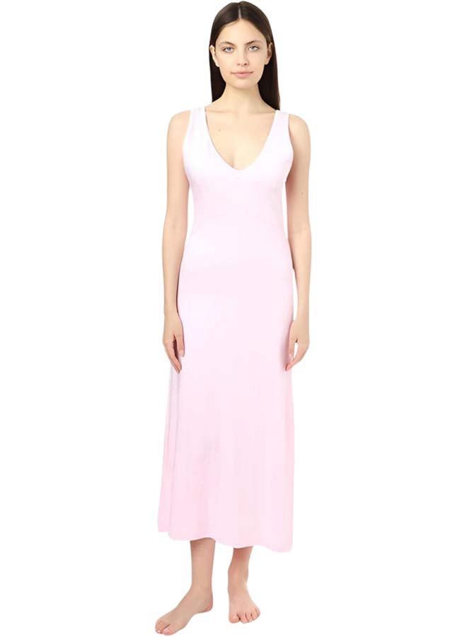 Dahab Cotton Plain Sleeveless V-Neck Full Slip For Women-Rose - Image 2