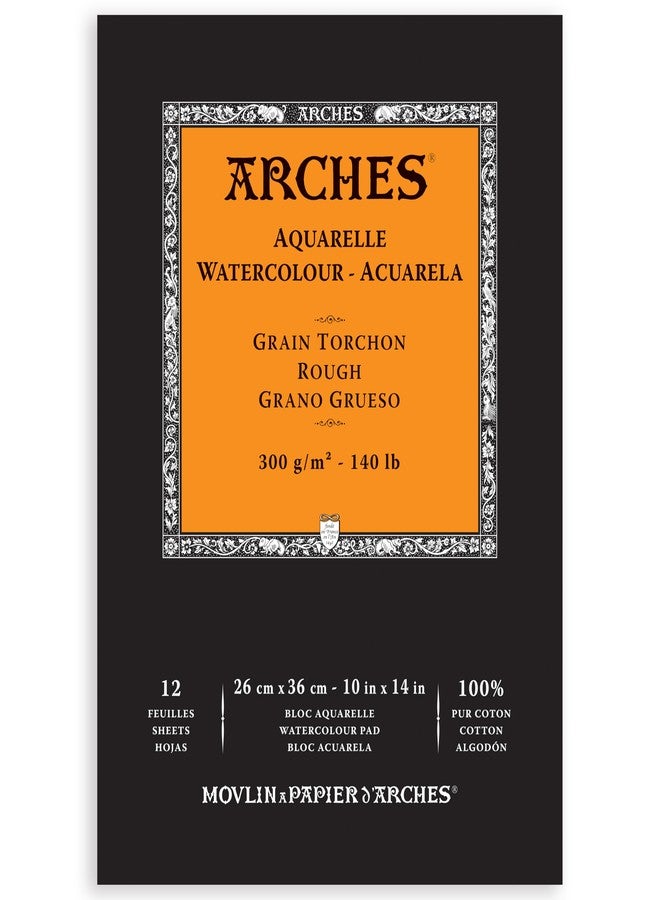 Arches Aquarelle Watercolor Pad, Rough, 140lb/300gsm, 12 Sheet, 10x14 inch, Watercolor Paper 100% Cotton - Image 1