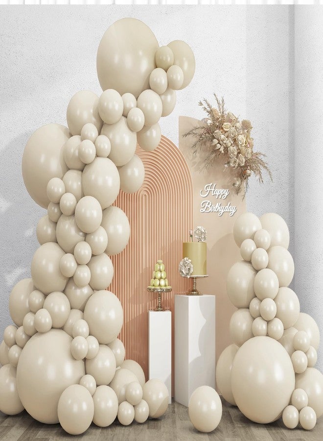 RUBFAC 135pcs Sand White Balloons Different Sizes 18 12 10 5 Inch for Birthday Party Graduation Anniversary Wedding Decorations - Image 1