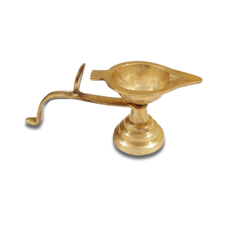 VIBGYOR PRODUCTS VIBGYOR PRODUCTS Brass 1 Face Puja Diya Lamp Gold - Image 1