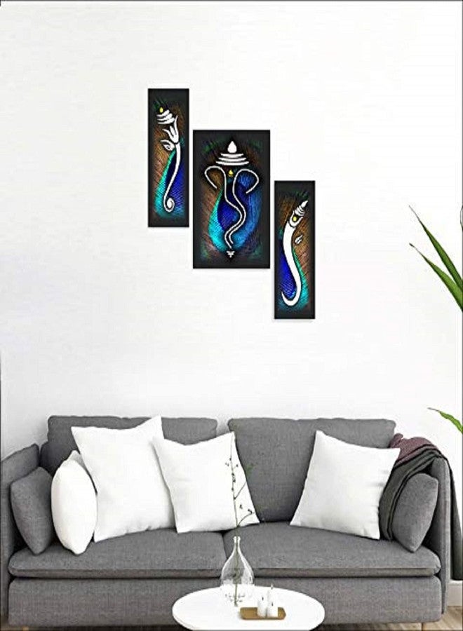 SAF Ganesha UV Textured Home Decorative Self Adhesive Religious Painting Set of 3 (Multicolour, 12 Inch X 18 Inch, SANFJM1010) - Image 2