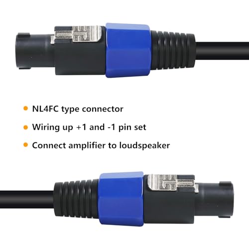 HBU 2 Packs 20 Feet Speakon Cables - Pack of 2 Professional DJ PA Speak-On to Speak-ON Male Cable - Stage, Gig, Outdoor, Studio Extension Wire with Twist Lock (2 Conductors) - Image 2