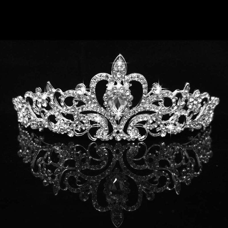 COCIDE Silver Jewelry Set for Women Crystal Tiara and Necklace Kit for Girls Rhinestone Crown Earrings Neck Accessories for Bride Wedding Birthday Party Bridal Prom Bridesmaid Dress up - Image 4
