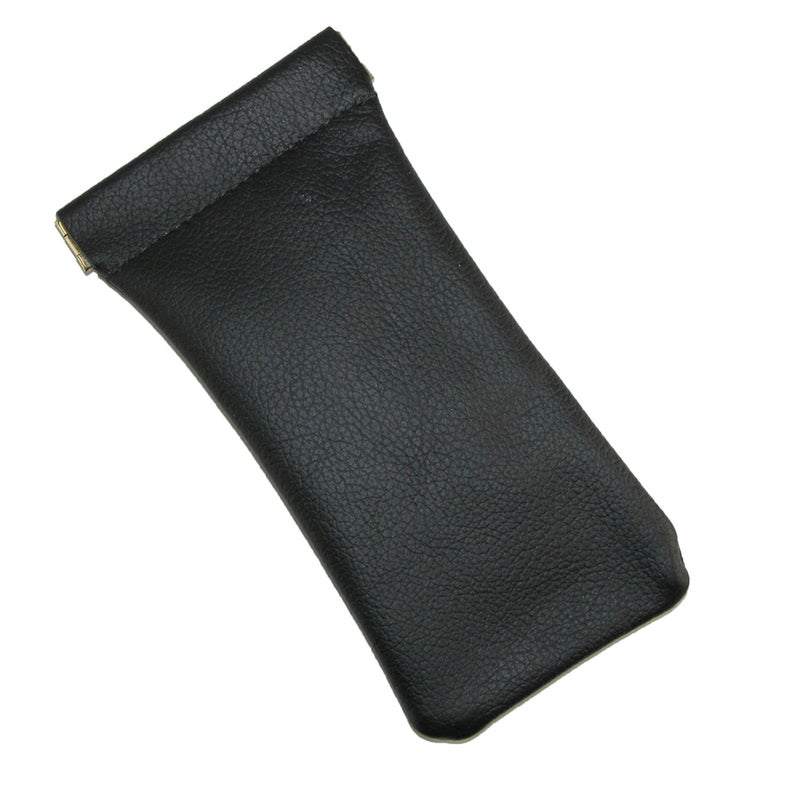 CTM CTM® Leather Push Mouth Pebble Grain Eyeglass Holder, Black  - Image 2