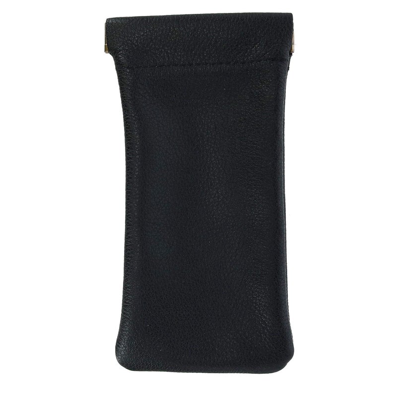 CTM CTM® Leather Push Mouth Pebble Grain Eyeglass Holder, Black  - Image 1