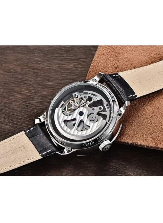PAGANI DESIGN Men's automatic leather strap watch, waterproof watch, fashion watch, PD-1638 Silver Blue  - Image 5