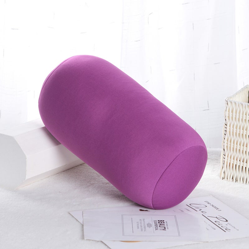 Spot Foam Particle Pillow, Pure Color Cylindrical Pillow, Office Nap Pillow, Multi-Functional Pillow, Neck Protector and Waist Protector(Purple, 30X16) - Image 1