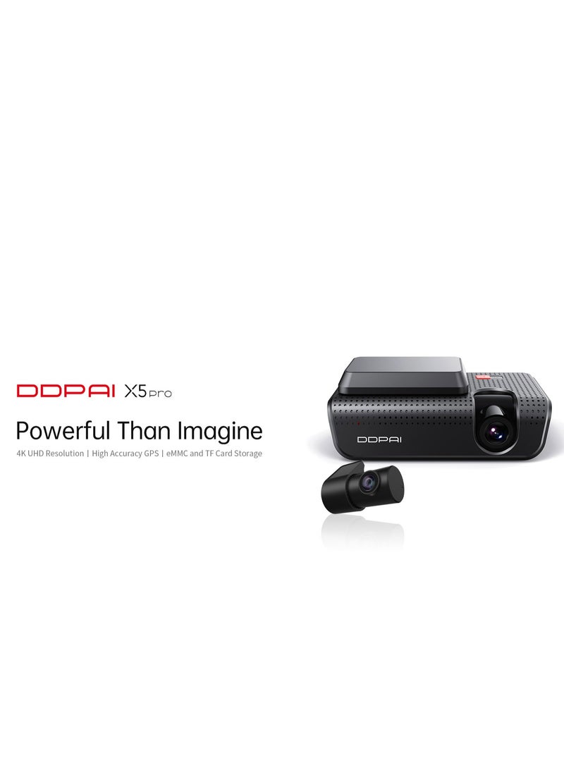 ddpai DDPAI X5 Pro 4K Dual Dash Cam 5GHz WiFi GPS, 3840x2160P UHD Front 2160P +1080P Front & Rear Dash Cam, Sony 8MP Sensor Car Dash Cam | super condenser | 32G eMMC storage and 128GB maximum  - Image 1