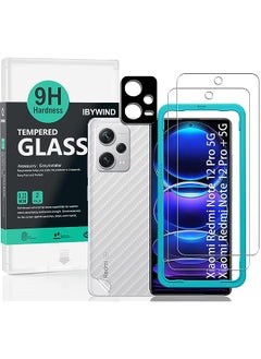 Ibywind Screen Protector For Redmi Note 12 Pro 5G/Redmi Note 12 Pro+ 5G(6.67"),With 2Pcs Tempered Glass,1Pc Camera Len Protector,1Pc Backing Carbon Fiber Film[Fingerprint Reader,Easy To Install]  - Image 1