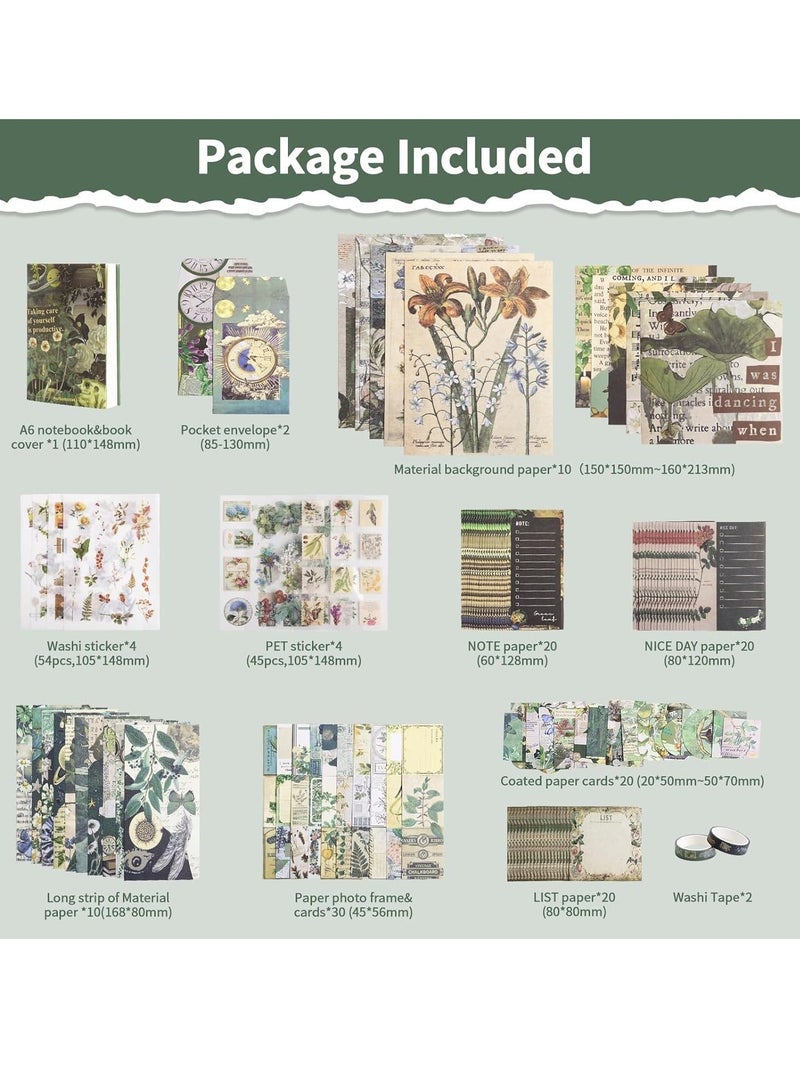 Vintage Scrapbooking Kit Garden Slow Time Series with Journaling Scrapbooking Supplies Stationery A6 Notebook Aesthetic DIY Gift for Teen Girl Adult Female 202pcs  - Image 5