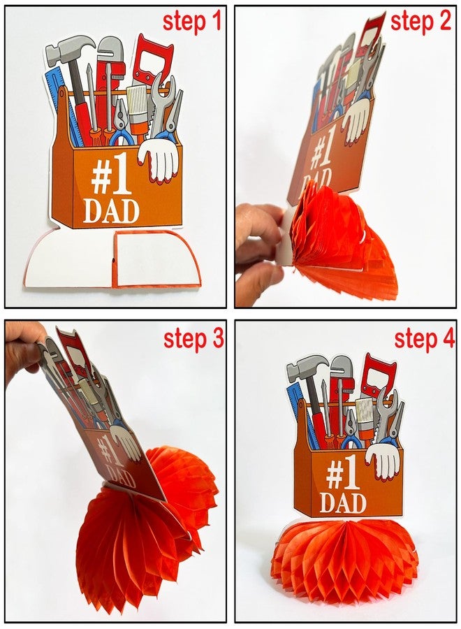 FSHANEE Happy Father’s Day Party Decoration Happy Father’s Day Table Toppers Honeycomb Centerpiece Desk Toppers Party Supplies Best Dad Ever Centerpieces Party Favors - 6 Counts - Image 4