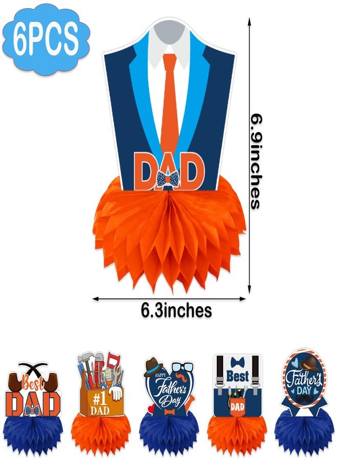 FSHANEE Happy Father’s Day Party Decoration Happy Father’s Day Table Toppers Honeycomb Centerpiece Desk Toppers Party Supplies Best Dad Ever Centerpieces Party Favors - 6 Counts - Image 2