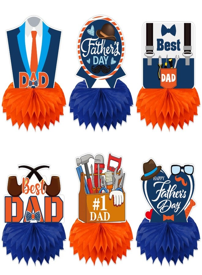 FSHANEE Happy Father’s Day Party Decoration Happy Father’s Day Table Toppers Honeycomb Centerpiece Desk Toppers Party Supplies Best Dad Ever Centerpieces Party Favors - 6 Counts - Image 1