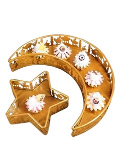 Perfii Moon Star Serving Tray for Dessert Pastry Eid Ramadan Serving Tray Platter for Fruit Nuts Candy Snacks Serving Dishes  - Image 1
