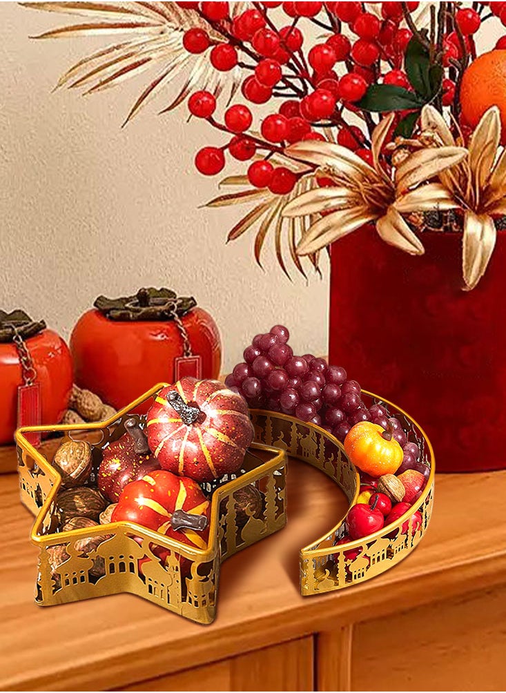 Perfii Moon Star Serving Tray for Dessert Pastry Eid Ramadan Serving Tray Platter for Fruit Nuts Candy Snacks Serving Dishes  - Image 4