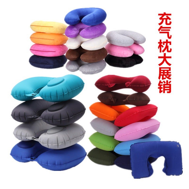 Flocked Velvet Set Inflatable Pillow Outdoor Nap Travel Pillow Neck Pillow Pillow U Pillow U-Shaped Pillow U-Shaped Pillow U-Shaped Pillow - Image 2