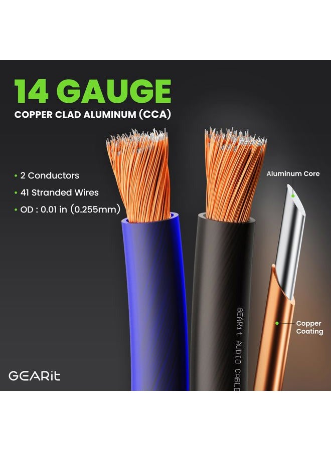 GearIT 14 Gauge 2 x 2.5mm Speaker Wire Cca Cable (30.4 Meters - Black Blue) - Image 3