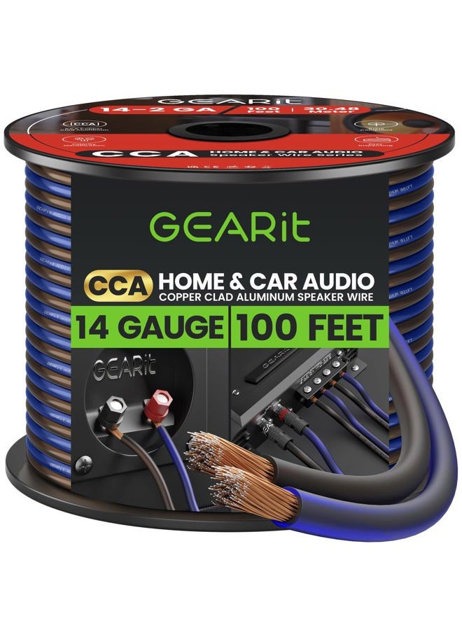 GearIT 14 Gauge 2 x 2.5mm Speaker Wire Cca Cable (30.4 Meters - Black Blue) - Image 1