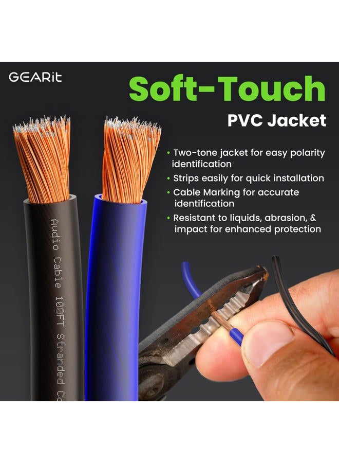 GearIT 14 Gauge 2 x 2.5mm Speaker Wire Cca Cable (30.4 Meters - Black Blue) - Image 2