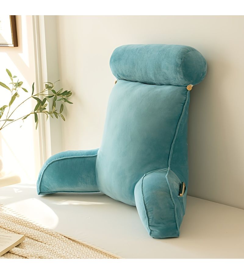 وسادة دعم قطني متعددة الوظائف وقابلة للتعديل ومبطنة، وسادة قراءة أرضية، وسادة ظهر ناعمة لتزيين المنزل، دعم للرقبة، رمادي غامق، 85×60 - Image 5