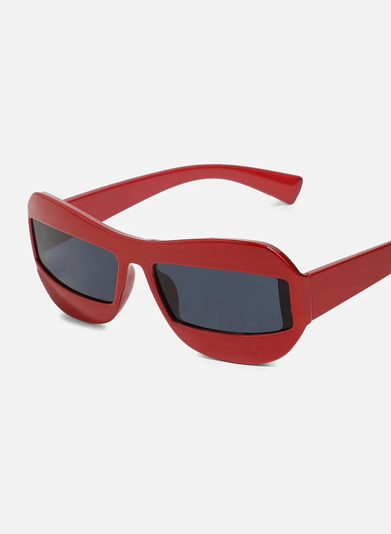 Haute Sauce Solid Rectangular Sunglasses - Red