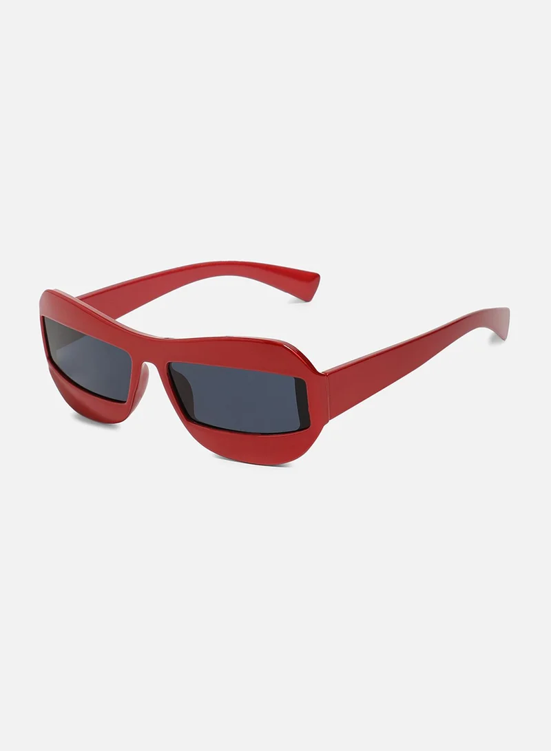 Haute Sauce Solid Rectangular Sunglasses - Red