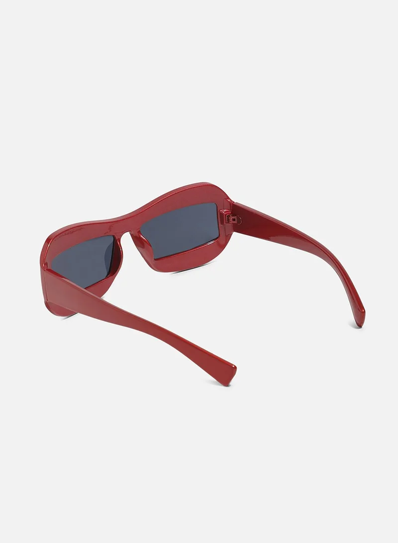 Haute Sauce Solid Rectangular Sunglasses - Red
