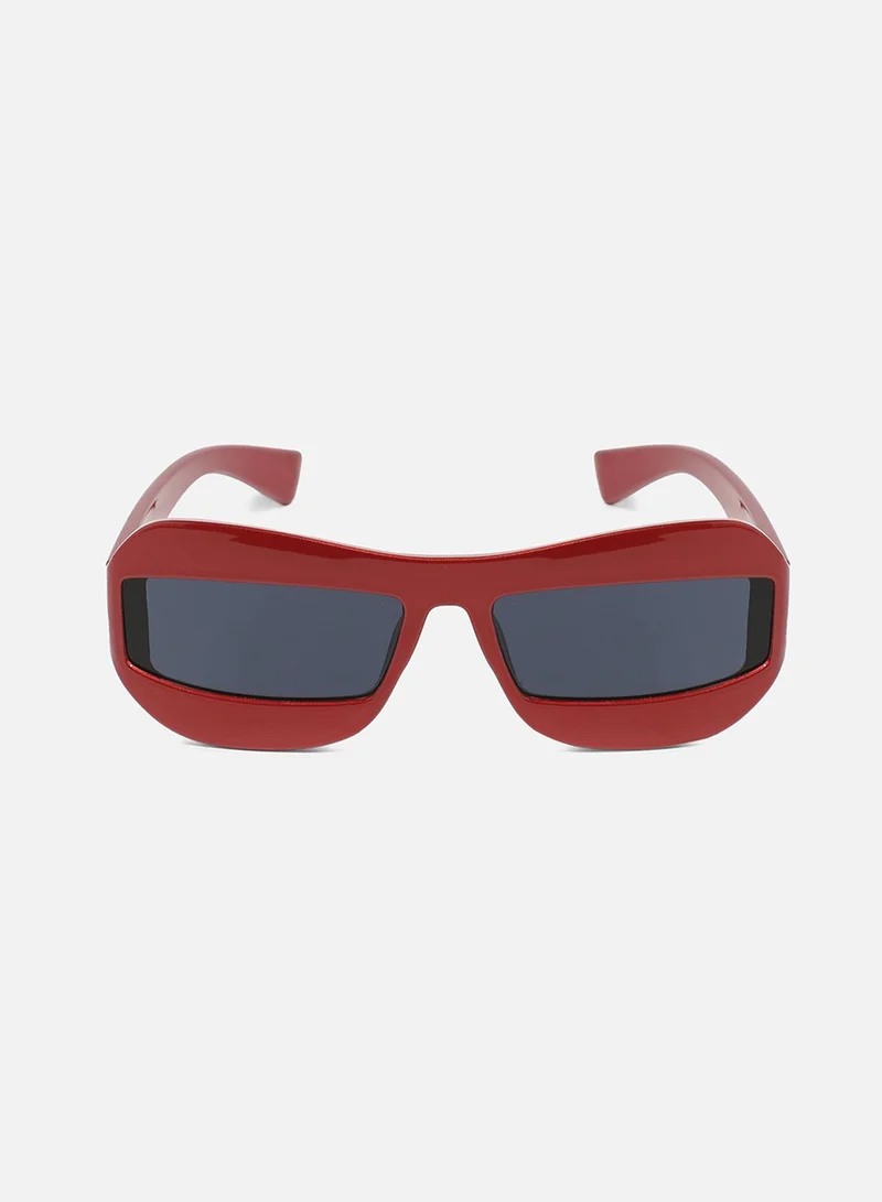 Haute Sauce Solid Rectangular Sunglasses - Red