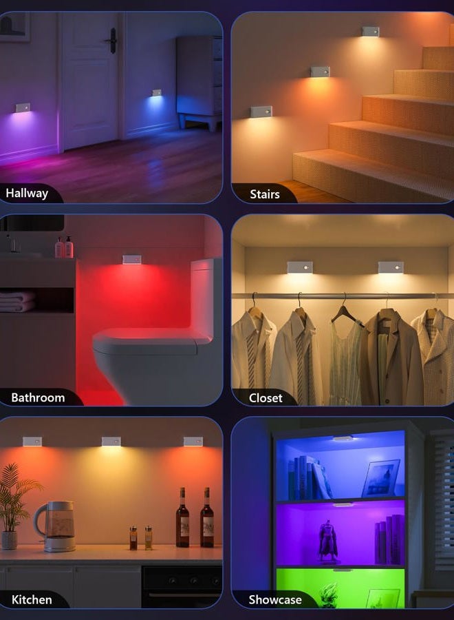 WILLED Pack of 10 Stair Lights with Motion Sensor & Touch Dimmer, LED Night Light with 2700 K Warm White and 6 RGB Colours, Motion Sensor Indoor for Stairs, Bedroom, Hallway, Kitchen, Bathroom - Image 3