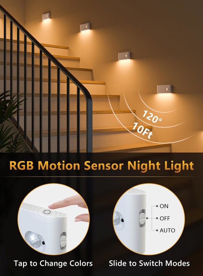 WILLED Pack of 10 Stair Lights with Motion Sensor & Touch Dimmer, LED Night Light with 2700 K Warm White and 6 RGB Colours, Motion Sensor Indoor for Stairs, Bedroom, Hallway, Kitchen, Bathroom - Image 5