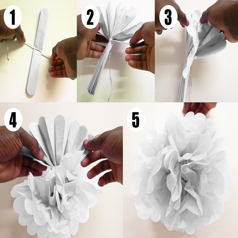 Theme My Party Red Black & White Pom Pom/Fluffy Decoration (Pack of 6) - Image 2