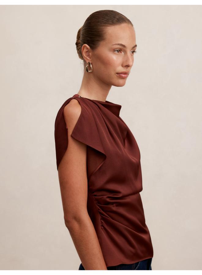 forever new Daya Drape Satin Top - Image 4