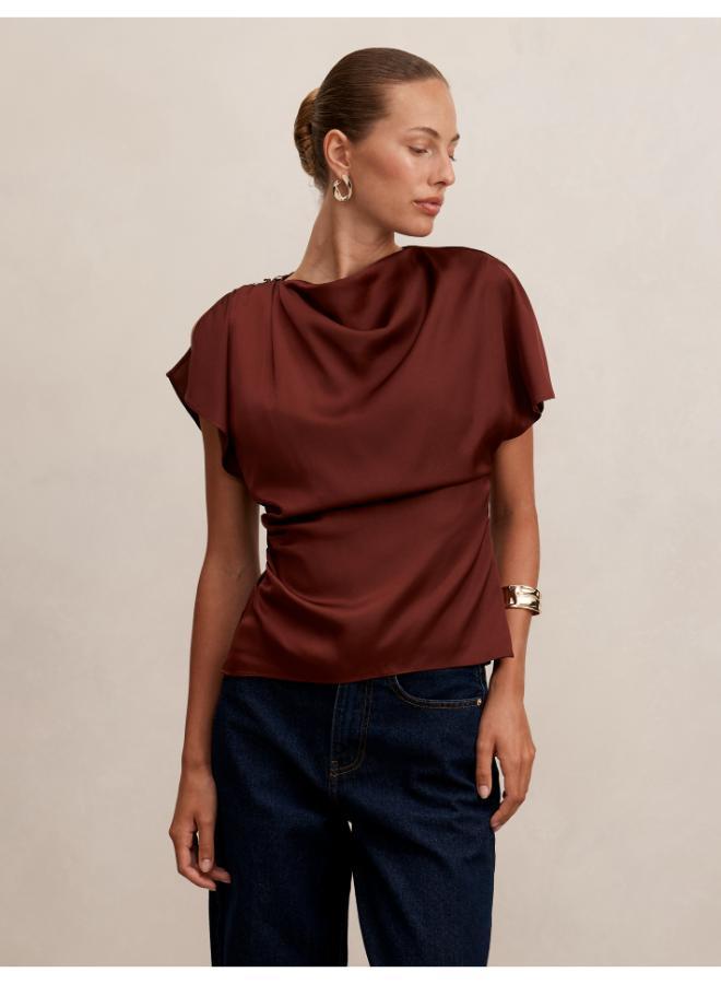 forever new Daya Drape Satin Top - Image 1