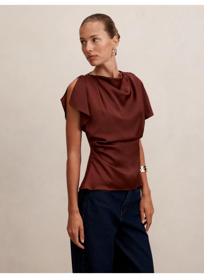 forever new Daya Drape Satin Top - Image 3
