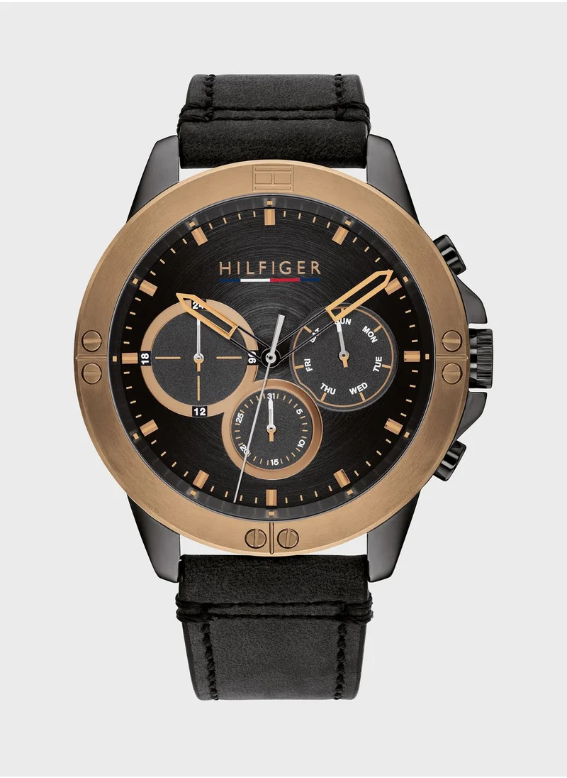 TOMMY HILFIGER Leather Strap Chronograph Watch