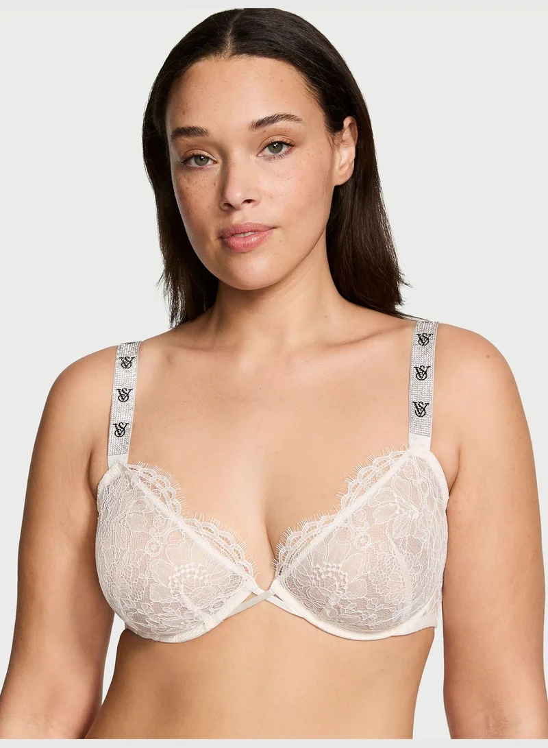 Victoria's Secret Shine Strap Unlined Low-Cut Lace Demi Bra