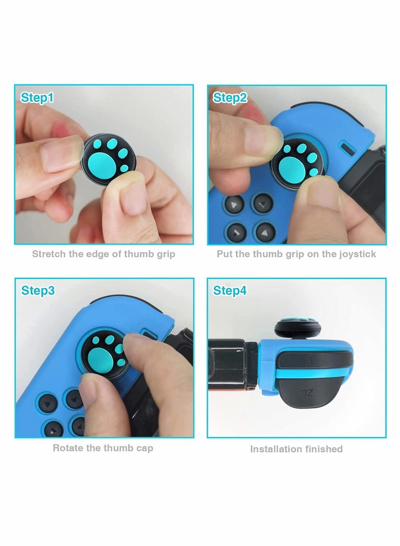 lovely Silicone Thumb Grip Caps for Nintendo Switch and Lite, Adorable Raccoon and Cat Paw Joystick Covers, 4 Pack - Image 5