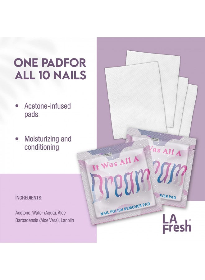 LA FRESH Nail Polish Remover Wet Wipes With Lavender, Aloe Vera, And Vitamin E Pack Of 50ct Acetone-Infused Pads - Nail Care Travel Essentials - Image 3