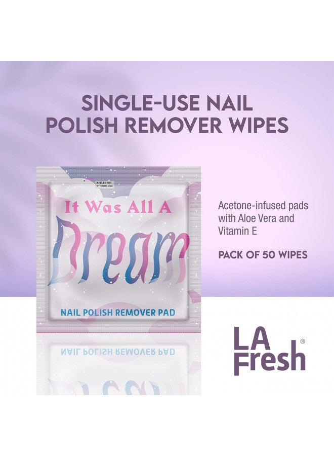 LA FRESH Nail Polish Remover Wet Wipes With Lavender, Aloe Vera, And Vitamin E Pack Of 50ct Acetone-Infused Pads - Nail Care Travel Essentials - Image 2